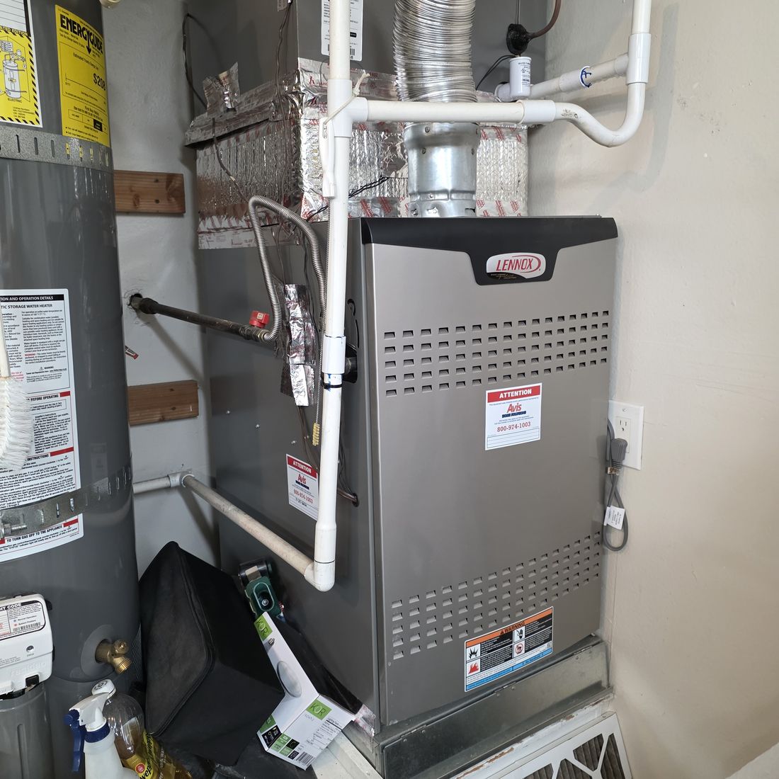 Gas furnace in a garage