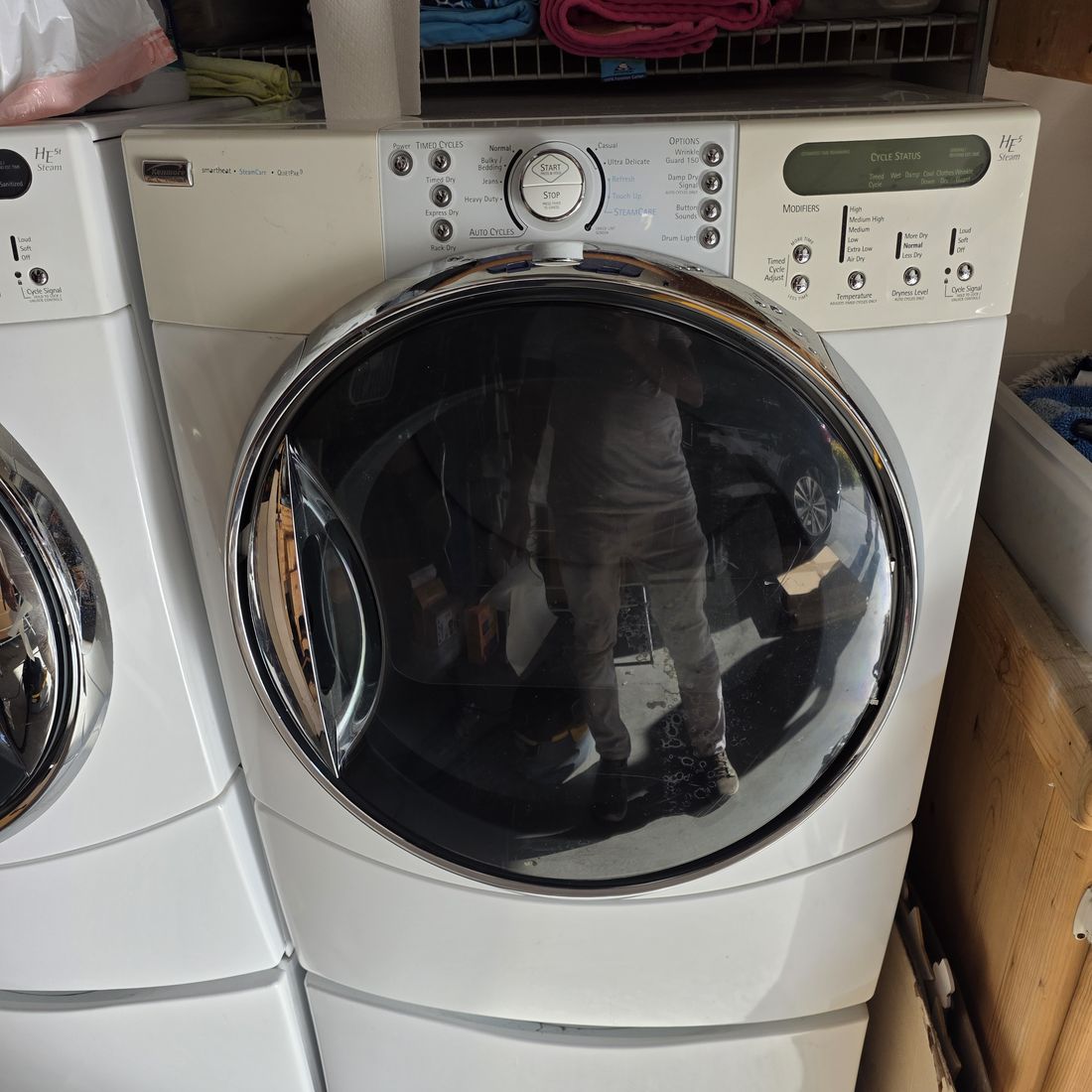 Front-load washer in a laundry room